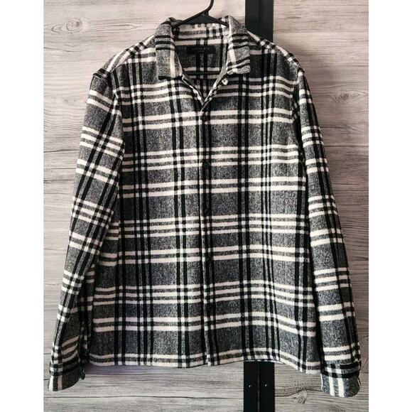 All Saints Men's Zenith Plaid Flannel Overshirt Shirt Shacket White Size XL EUC! - Picture 2 of 12